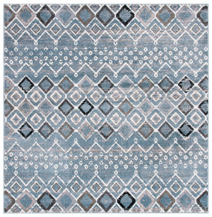 Safavieh Amsterdam Round 4' X 4' Blue Ivory Rug — Low-Profile Turkish Power-Loomed Bohemian Accent Rug For Living Spaces AMS108L-4R