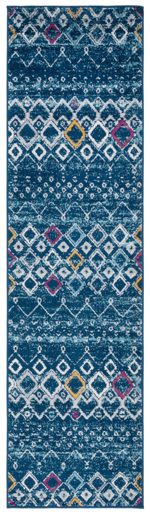 Safavieh Amsterdam Area Rug - Elegant Power-loomed Design With Bohemian Charm For Effortless Home Style Navy ,Turquoise Polypropylene Pile Ams108m-8r