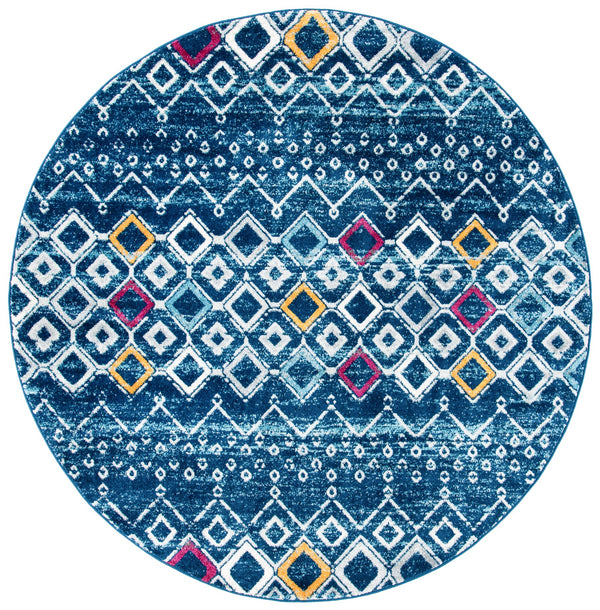 Safavieh Amsterdam Area Rug - Elegant Power-loomed Design With Bohemian Charm For Effortless Home Style Navy ,Turquoise Polypropylene Pile Ams108m-8r