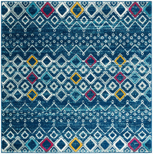 Safavieh Amsterdam Area Rug - Elegant Power-loomed Design With Bohemian Charm For Effortless Home Style Navy ,Turquoise Polypropylene Pile Ams108m-8r