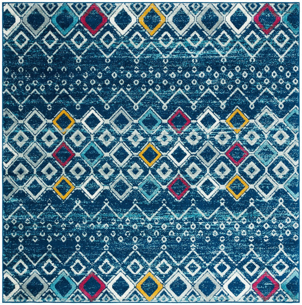 Safavieh Amsterdam Area Rug - Elegant Power-loomed Design With Bohemian Charm For Effortless Home Style Navy ,Turquoise Polypropylene Pile Ams108m-8r