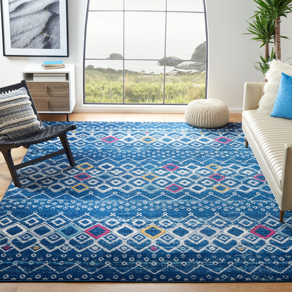 Safavieh Amsterdam Area Rug - Elegant Power-loomed Design With Bohemian Charm For Effortless Home Style Navy ,Turquoise Polypropylene Pile Ams108m-8r