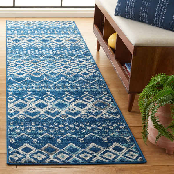 Safavieh Amsterdam Area Rug - Elegant Power-loomed Design With Bohemian Charm For Effortless Home Style Navy ,Beige Polypropylene Pile Ams108n-4sq