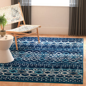 Safavieh Amsterdam Area Rug - Elegant Power-loomed Design With Bohemian Charm For Effortless Home Style Navy ,Beige Polypropylene Pile Ams108n-4sq