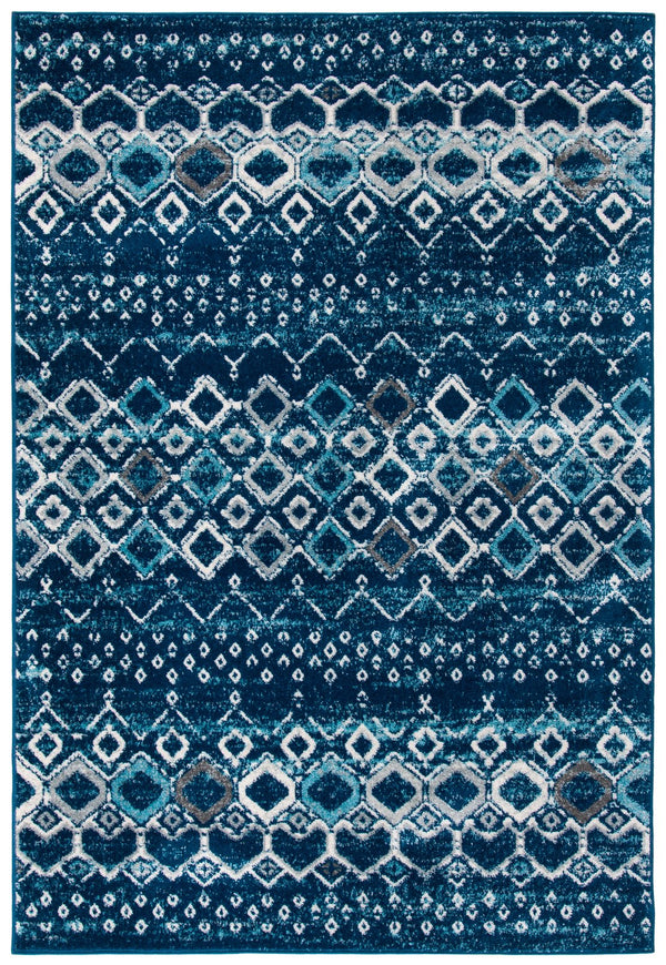 Safavieh Amsterdam Area Rug - Elegant Power-loomed Design With Bohemian Charm For Effortless Home Style Navy ,Beige Polypropylene Pile Ams108n-4sq