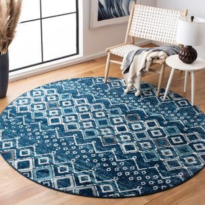 Safavieh Amsterdam Area Rug - Elegant Power-loomed Design With Bohemian Charm For Effortless Home Style Navy ,Beige Polypropylene Pile Ams108n-4sq