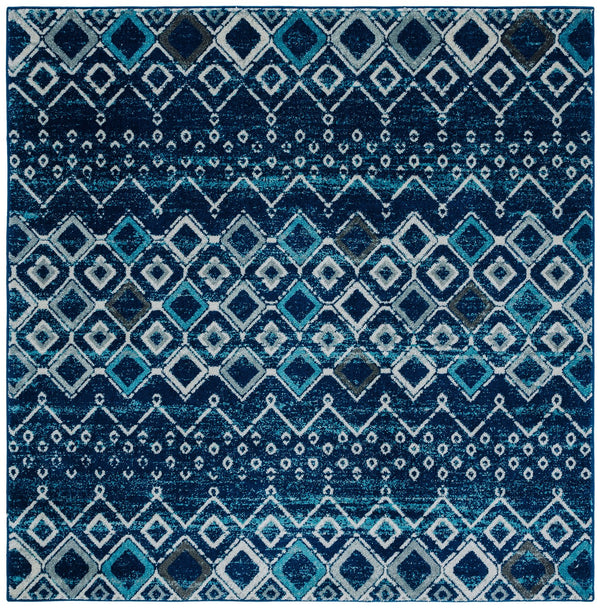 Safavieh Amsterdam Area Rug - Elegant Power-loomed Design With Bohemian Charm For Effortless Home Style Navy ,Beige Polypropylene Pile Ams108n-4sq