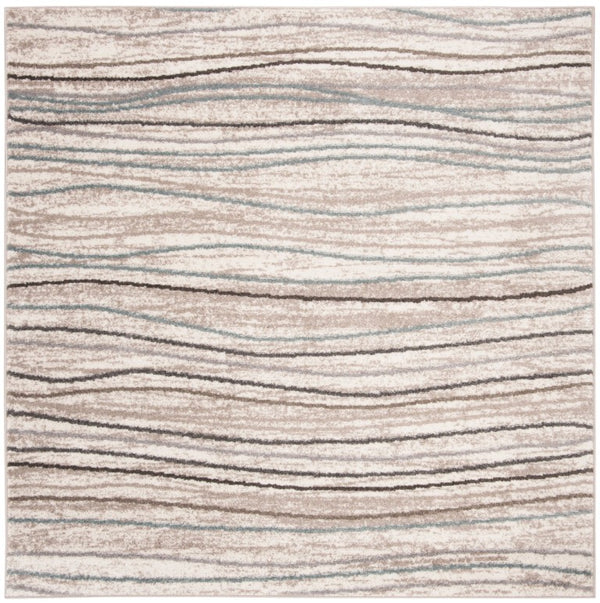 Safavieh Amsterdam Abstract Polypropylene Round Rug for Living Room Bedroom or Home Office Cream 5SQ AMS111A-5SQ