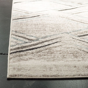 Safavieh Amsterdam Cream Charcoal Geometric Square Rug Power Loomed Polypropylene Low Pile AMS112A-5SQ