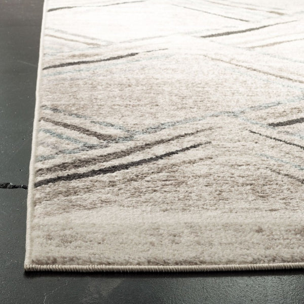 Safavieh Amsterdam Cream Charcoal Geometric Square Rug Power Loomed Polypropylene Low Pile AMS112A-5SQ