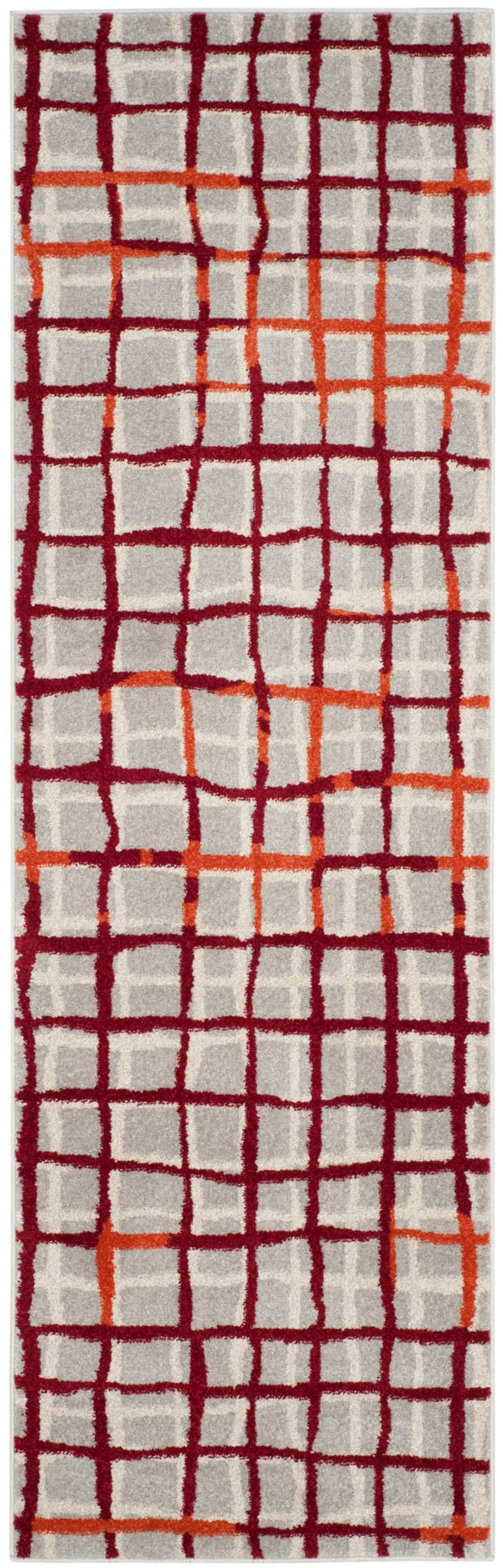 Safavieh Modern Gridlines Power Loomed  Rug Light Grey / Ivory AMT403B-27