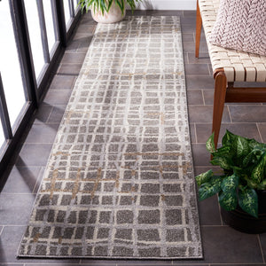 Safavieh Modern Gridlines Power Loomed  Rug Grey / Ivory AMT403C-29