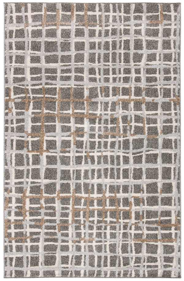Safavieh Modern Gridlines Power Loomed  Rug Grey / Ivory AMT403C-4