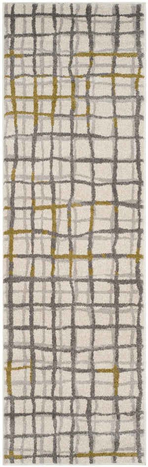 Safavieh Modern Gridlines Power Loomed  Rug Ivory / Light Grey AMT403K-27