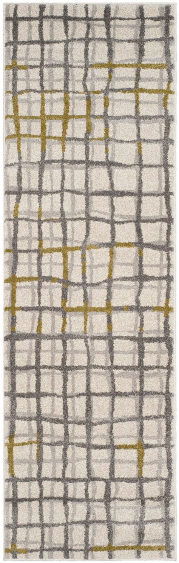 Safavieh Modern Gridlines Power Loomed  Rug Ivory / Light Grey AMT403K-27