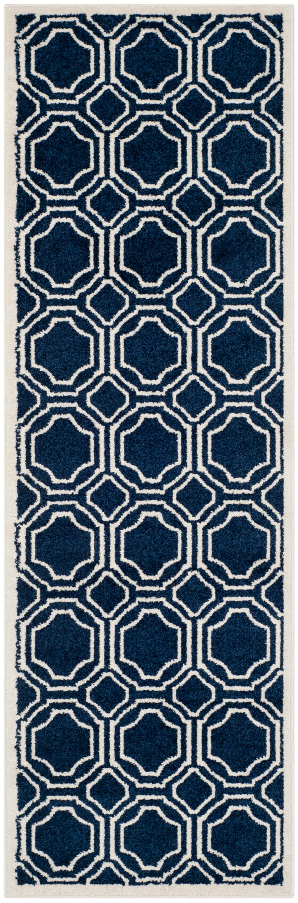 Safavieh Amherst 411 Power Loomed Rug Navy / Ivory 67% Polypropylene 18% Fibrillated Polypropylene 8% Latex 7% Poly-cotton(warp)