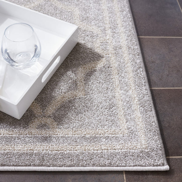 Safavieh Amhesrt 414 Power Loomed Rug Light Grey / Ivory 67% Polypropylene 18% Fibrillated Polypropylene 8% Latex 7% Poly-cotton(warp)