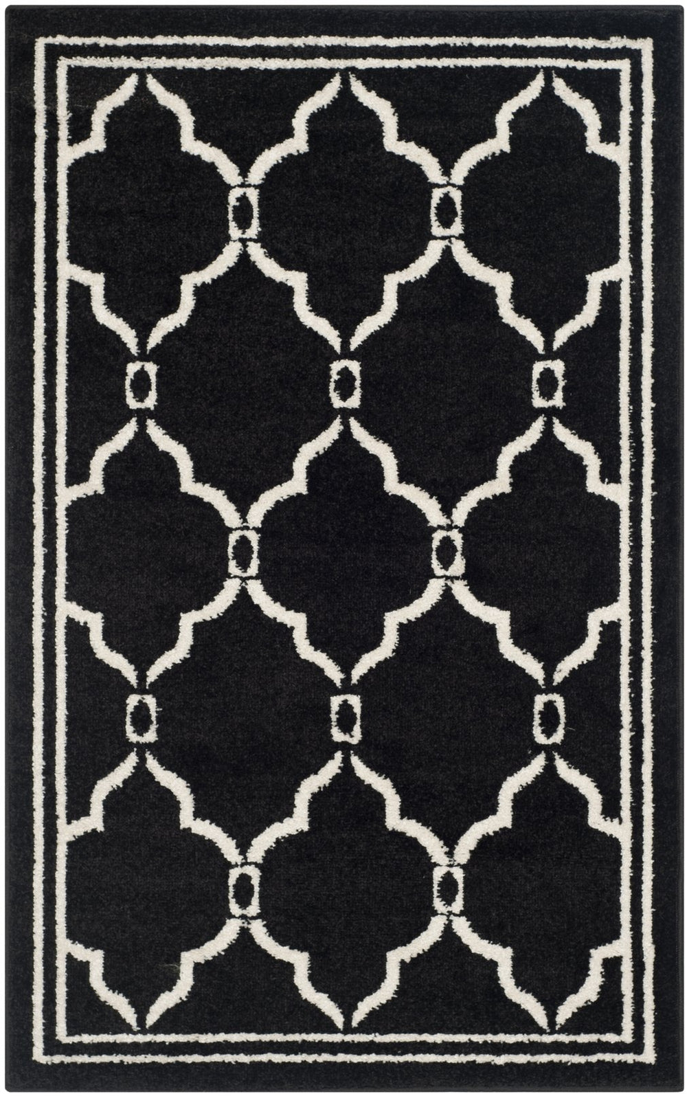 Safavieh Amherst Exquisite Turkish Area Rug – Modern Elegance With Intricate Geometric Design And Durability Anthracite ,Ivory 67% Polypropylene 18% Fibrillated Polypropylene 8% Latex 7% Poly,Cotton(Warp) Amt414g-5r