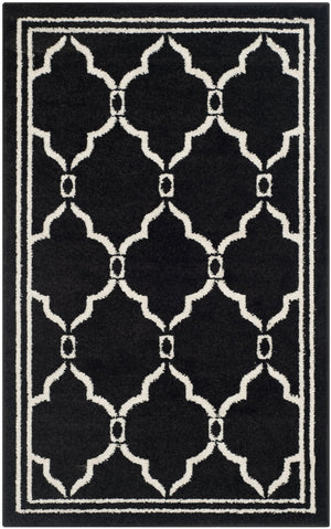 Safavieh Amherst Exquisite Turkish Area Rug – Modern Elegance With Intricate Geometric Design And Durability Anthracite ,Ivory 67% Polypropylene 18% Fibrillated Polypropylene 8% Latex 7% Poly,Cotton(Warp) Amt414g-5r