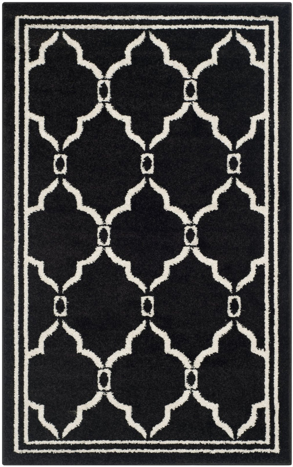 Safavieh Amherst Exquisite Turkish Area Rug – Modern Elegance With Intricate Geometric Design And Durability Anthracite ,Ivory 67% Polypropylene 18% Fibrillated Polypropylene 8% Latex 7% Poly,Cotton(Warp) Amt414g-5r