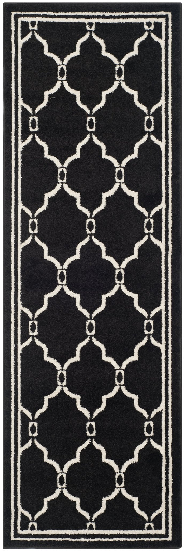 Safavieh Amherst Exquisite Turkish Area Rug – Modern Elegance With Intricate Geometric Design And Durability Anthracite ,Ivory 67% Polypropylene 18% Fibrillated Polypropylene 8% Latex 7% Poly,Cotton(Warp) Amt414g-5r