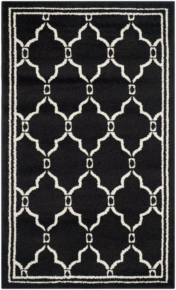 Safavieh Amherst Exquisite Turkish Area Rug – Modern Elegance With Intricate Geometric Design And Durability Anthracite ,Ivory 67% Polypropylene 18% Fibrillated Polypropylene 8% Latex 7% Poly,Cotton(Warp) Amt414g-5r