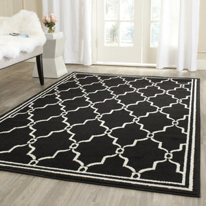Safavieh Amherst Exquisite Turkish Area Rug – Modern Elegance With Intricate Geometric Design And Durability Anthracite ,Ivory 67% Polypropylene 18% Fibrillated Polypropylene 8% Latex 7% Poly,Cotton(Warp) Amt414g-5r