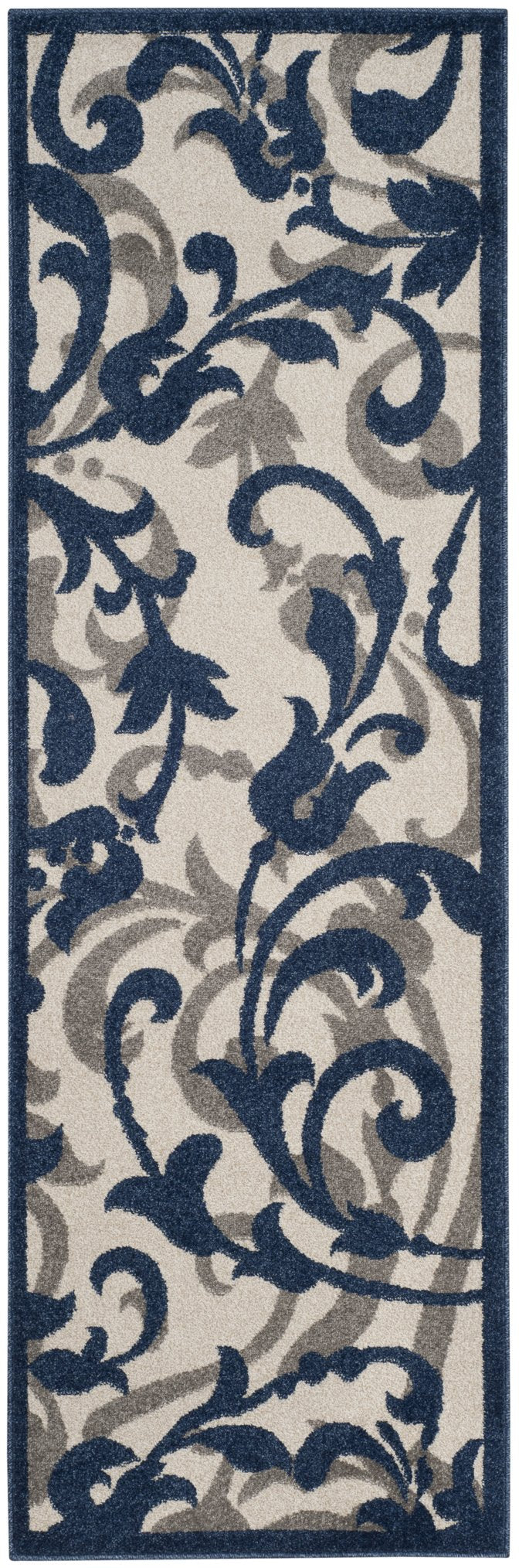 Safavieh Amherst Ivory Navy Transitional Floral Area Rug — Power-Loomed Turkey, Low Pile, Stain-Resistant Elegance 5'-0" x 5'-0" AMT428M-5SQ