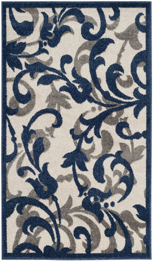 Safavieh Amherst Ivory Navy Transitional Floral Area Rug — Power-Loomed Turkey, Low Pile, Stain-Resistant Elegance 5'-0" x 5'-0" AMT428M-5SQ