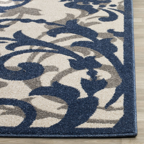 Safavieh Amherst Elegant Transitional Rug - Refined Design For Contemporary And Traditional Spaces, 2'6"X4' Ivory ,Navy 67% Polypropylene 18% Fibrillated Polypropylene 8% Latex 7% Poly,Cotton(Warp) Amt428m-29