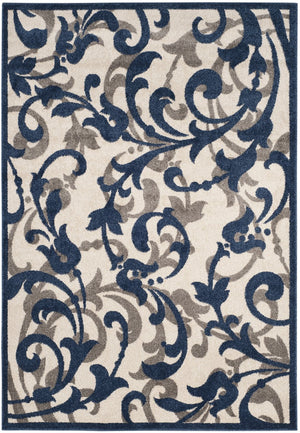 Safavieh Amherst Ivory Navy Transitional Floral Area Rug — Power-Loomed Turkey, Low Pile, Stain-Resistant Elegance 5'-0" x 5'-0" AMT428M-5SQ