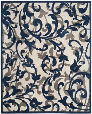 Safavieh Amherst Ivory Navy Transitional Floral Area Rug — Power-Loomed Turkey, Low Pile, Stain-Resistant Elegance 5'-0" x 5'-0" AMT428M-5SQ