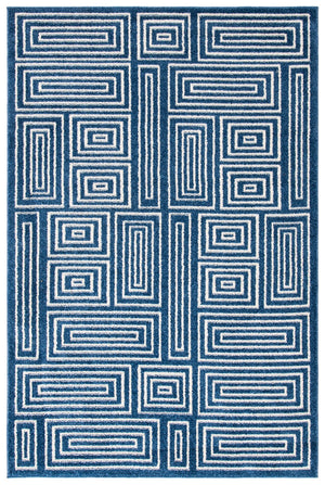 Safavieh Amherst Navy Ivory Maze Rug 7' Square - Power-Loomed Low-Profile 3/8" Pile Durable Modern Style AMT430P-7SQ