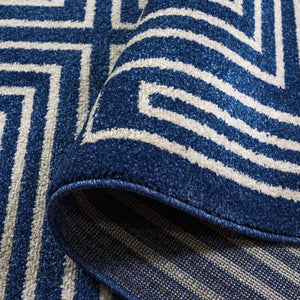 Safavieh Amherst Navy Ivory Maze Rug 7' Square - Power-Loomed Low-Profile 3/8" Pile Durable Modern Style AMT430P-7SQ