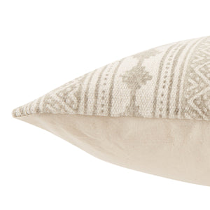 Jaipur Living Vibe by Jaipur Living Ayami Cotton Pillow Cover with Embroidered Tribal Pattern Gray / Cream PLC102390