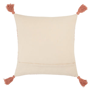 Jaipur Living Vibe by Jaipur Living Saskia Hand Embroidered Cotton Tribal Pillow Cover with Tassels Pink PLC102392