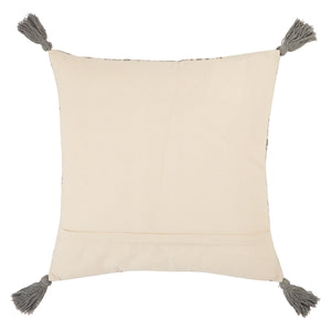 Jaipur Living Vibe by Jaipur Living Saskia Hand Embroidered Cotton Tribal Pillow Cover with Tassels Gray PLC102393