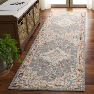 Safavieh Anatolia Majestic Traditional Area Rug - Hand-tufted Wool & Cotton Craftsmanship For Cozy Elegance Grey ,Rust Wool And Cotton An301f-6sq