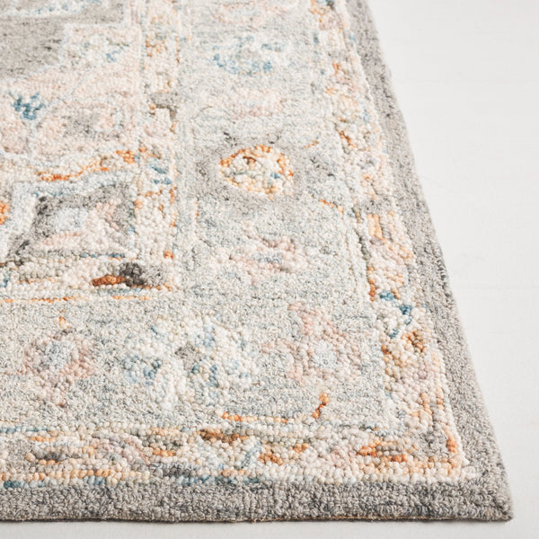 Safavieh Anatolia Majestic Traditional Area Rug - Hand-tufted Wool & Cotton Craftsmanship For Cozy Elegance Grey ,Rust Wool And Cotton An301f-6sq