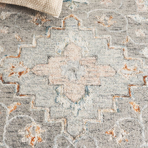 Safavieh Anatolia Majestic Traditional Area Rug - Hand-tufted Wool & Cotton Craftsmanship For Cozy Elegance Grey ,Rust Wool And Cotton An301f-6sq