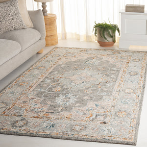 Safavieh Anatolia Majestic Traditional Area Rug - Hand-tufted Wool & Cotton Craftsmanship For Cozy Elegance Grey ,Rust Wool And Cotton An301f-6sq