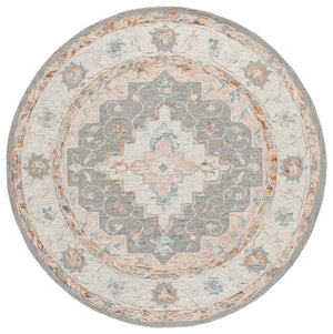 Safavieh Anatolia Majestic Traditional Area Rug - Hand-tufted Wool & Cotton Craftsmanship For Cozy Elegance Grey ,Rust Wool And Cotton An301f-6sq