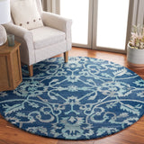 Safavieh Anatolia 401 Hand Tufted Transitional Rug Navy Polyester Pile