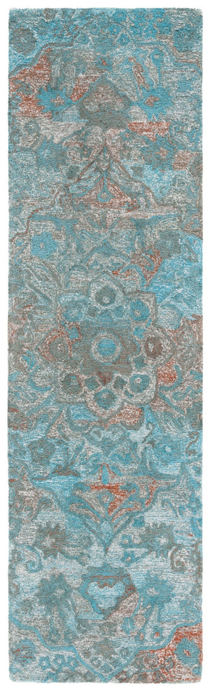 Safavieh Anatolia 407 Hand Tufted Transitional Rug Turquoise / Brown Polyester Pile