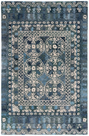 Safavieh Anatolia 410 Hand Tufted Transitional Rug Navy / Beige Polyester Pile