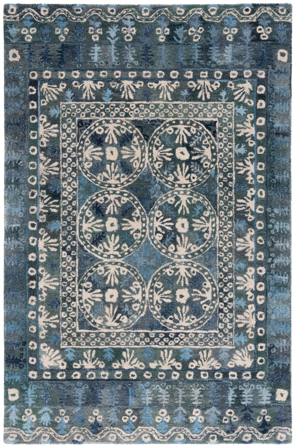 Safavieh Anatolia 410 Hand Tufted Transitional Rug Navy / Beige Polyester Pile