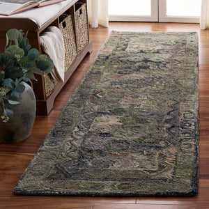 Safavieh Anatolia Hand-Tufted Grey Green Runner Rug — Bohemian Low-Pile Polyester Durability For Hallways 2'-3" x 8'-0" AN411F-28