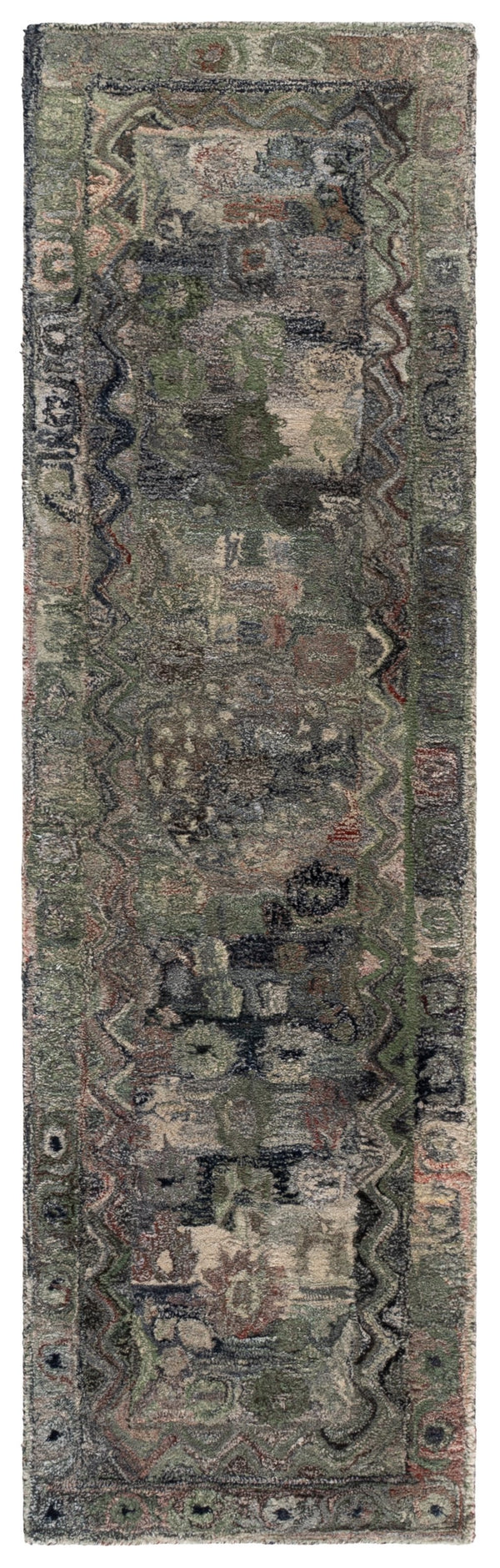 Safavieh Anatolia Hand‑Tufted Grey Green Area Rug, Low‑Pile Polyester For Durable Comfort And Modern Boho Appeal 9'-0" x 12'-0" AN411F-9