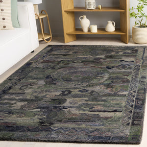 Safavieh Anatolia Hand-Tufted Grey Green Area Rug — Bohemian-Inspired, Durable Polyester Pile For Cozy Rooms 4'-0" x 6'-0" AN411F-4