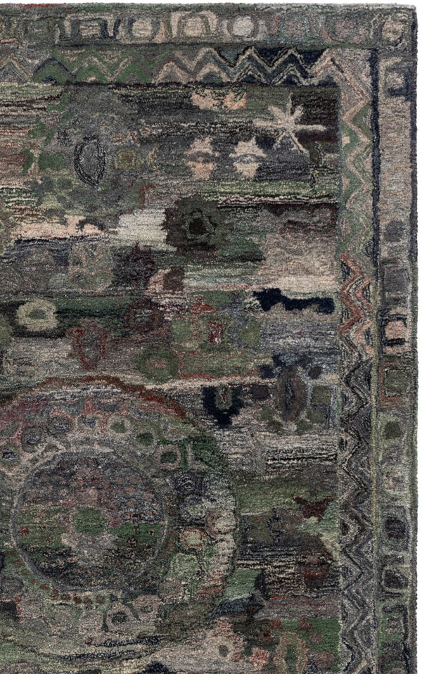 Safavieh Anatolia Hand-Tufted Grey Green Runner Rug — Bohemian Low-Pile Polyester Durability For Hallways 2'-3" x 8'-0" AN411F-28